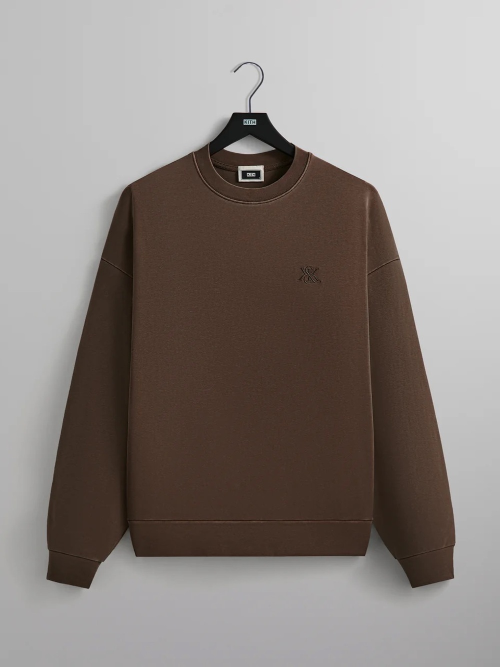 Kith Nelson Crewneck Compact Knit Men’s Small Brown Kindling Ribbed Embroidered